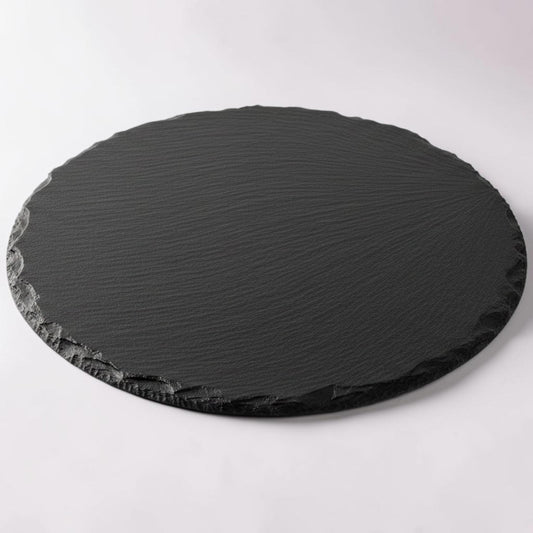 Round Black Slate Sushi-Serving Board – Premium Appetizer & Dining Plate Set